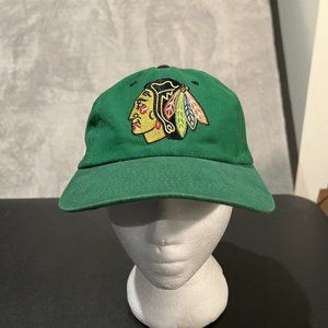 Vintage Chicago Blackhawks Hat Men’s One Size Adjustable Green Kick 10 NHL Cap
